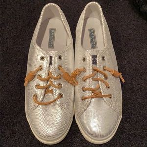 Silver/Sparkly Sperry Top Siders Slide On